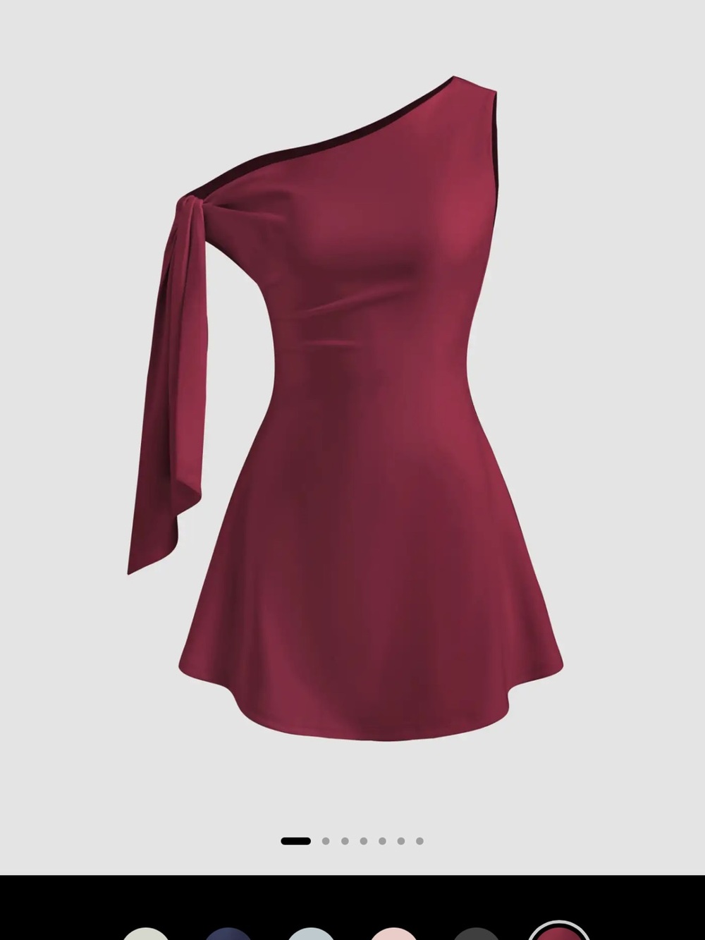 Cider One-Shoulder MINI Wine Red Fit & Flare Dress